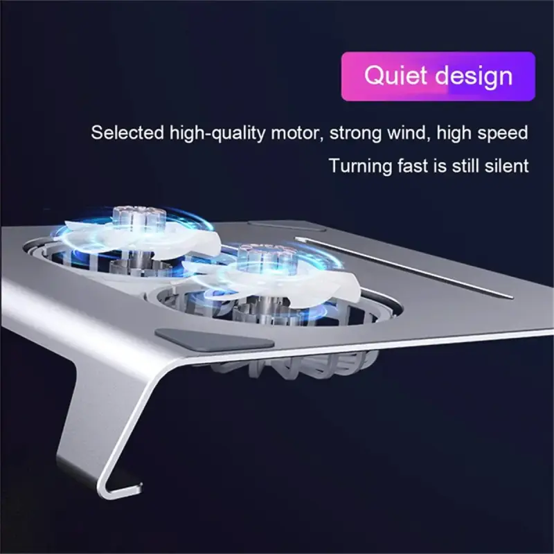 Agoal Aluminum Laptop Cooling Stand - Close-up of dual cooling fans and airflow system