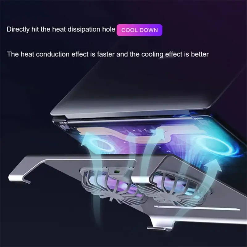 Agoal Aluminum Laptop Cooling Stand - Complete setup demonstrating portability and functionality