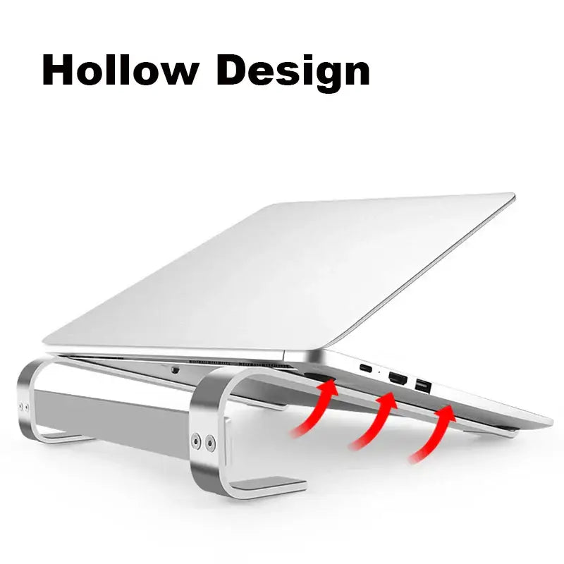 Laptop stand with hollow design on a white background