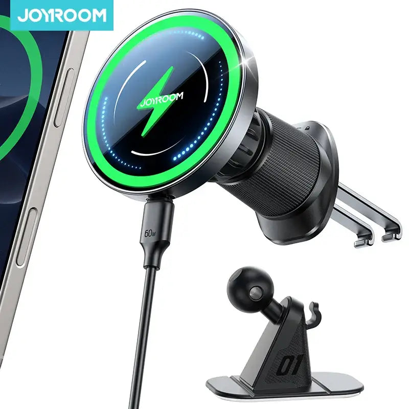 JOYROOM phone holder with smartphone and additional stand on a white background