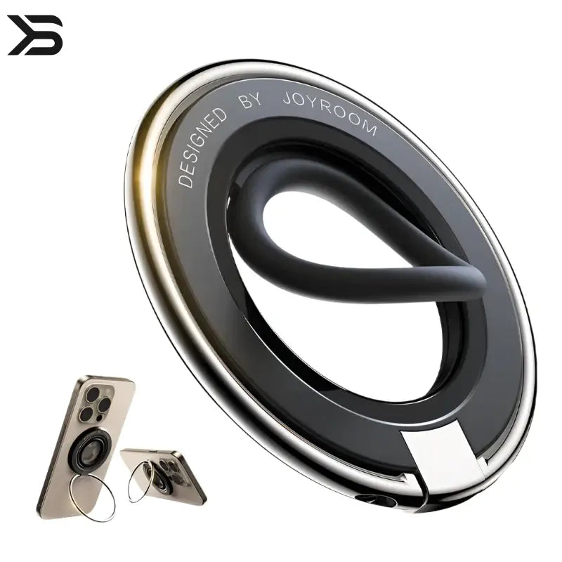 Phone ring holder with smartphone attachment on a white background, featuring the JOYROOM brand.