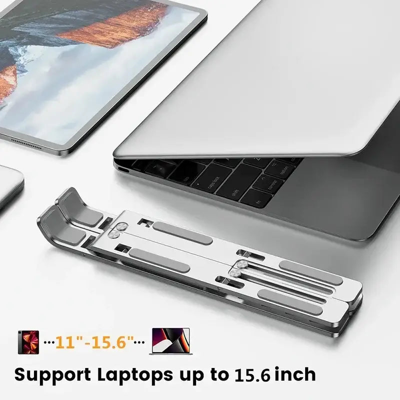 LiDong Laptop Stand - Workspace setup showing improved desk organization