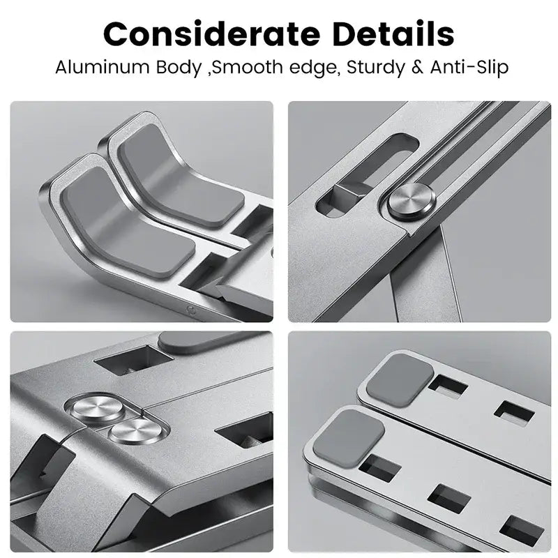 LiDong Laptop Stand - Side profile displaying adjustable height and ventilation slots