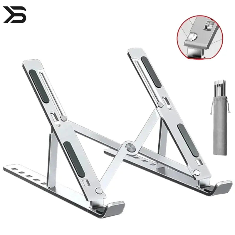 LiDong Laptop Stand - Front view showing aluminum construction and ergonomic design