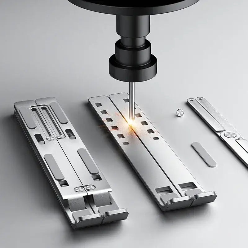LiDong Laptop Stand - Laptop positioned showing improved typing angle and ergonomics