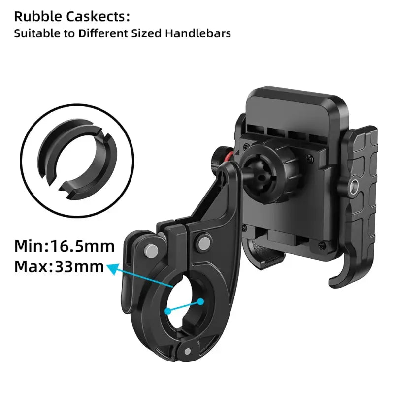 Black caskekt with adjustable size range on a white background