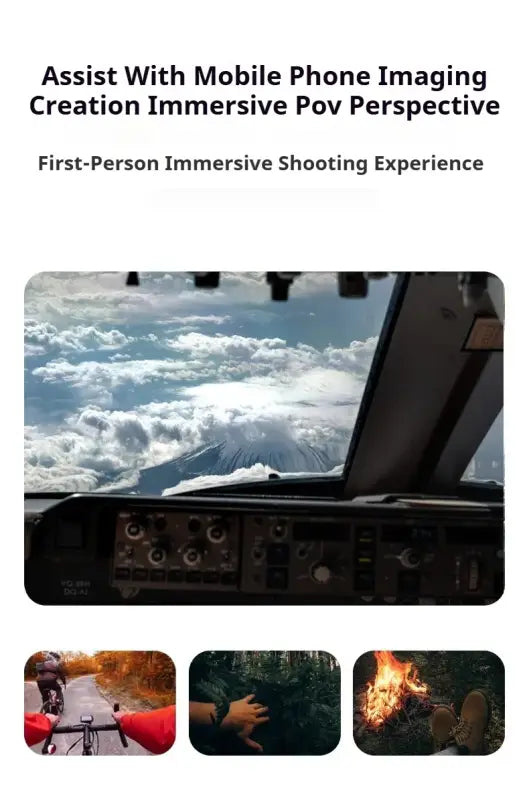 Immersive first-person shooting experience with cockpit view and lifestyle images.