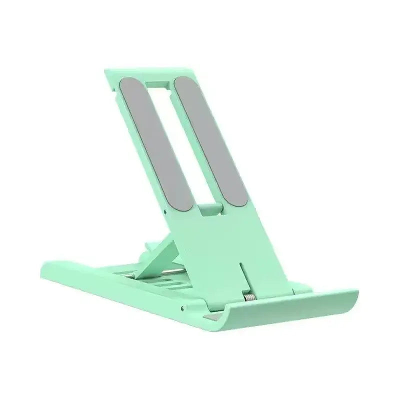 Green phone stand with gray accents on a white background