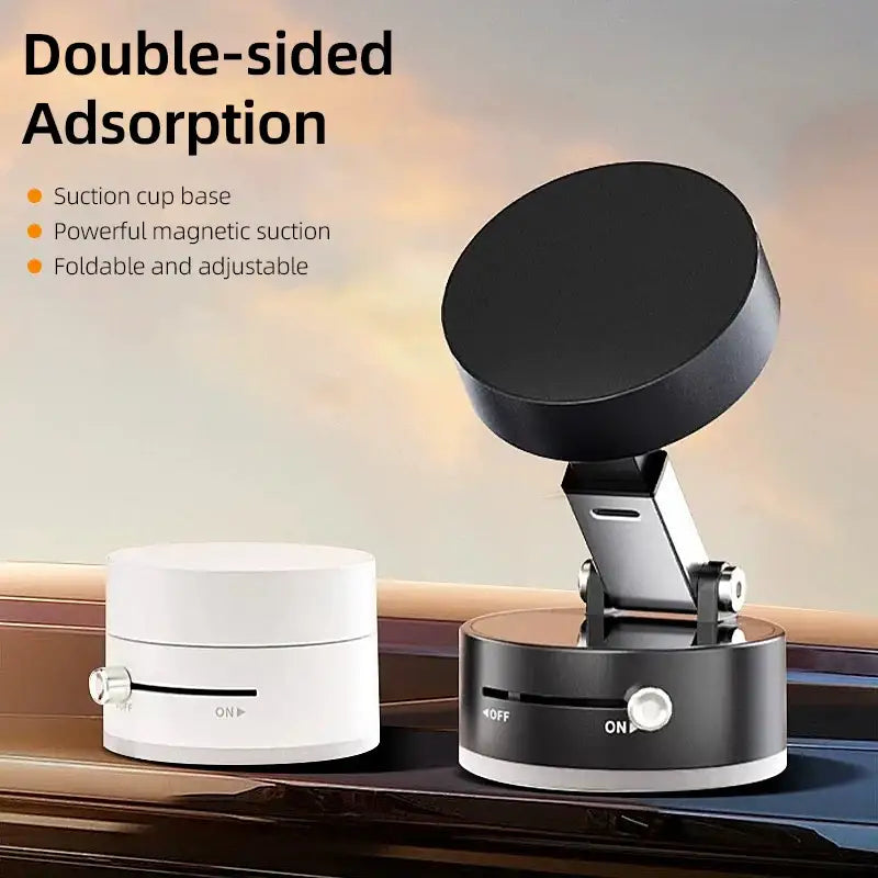 Double-sided adsorption device with suction cup base and magnetic feature on a blurred background