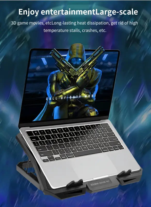 TISHRIC Cooling Pad - 15-inch laptop positioned showing airflow improvement