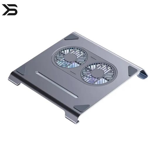Agoal Aluminum Laptop Cooling Stand - Front view showing dual fan design and aluminum construction