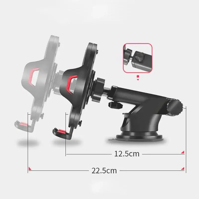 Phone holder with measurement details on a white background