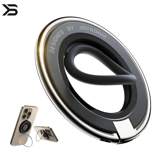 Phone ring holder with smartphone attachment on a white background, featuring the JOYROOM brand.