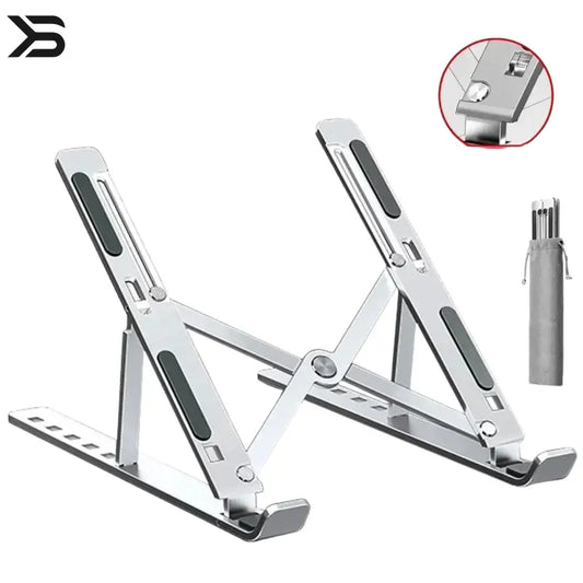 LiDong Laptop Stand - Front view showing aluminum construction and ergonomic design